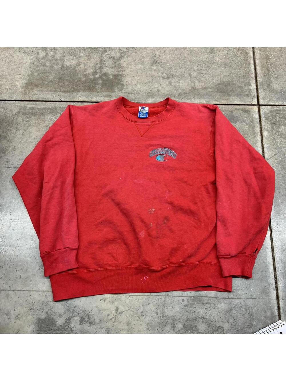 vintage champion made in usa red small logo crewneck size xl - Picture 1 of 6